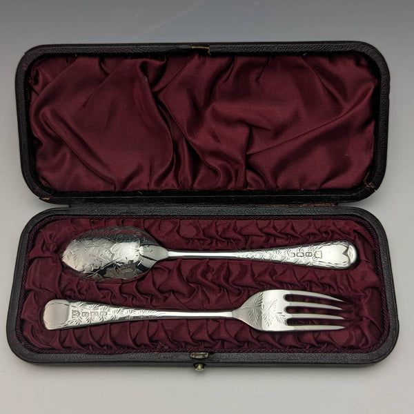 1895 年左右英國古董鍍銀 Crisling 餐具套裝含亨利·阿特金盒